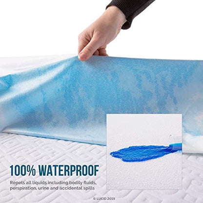  Premium Hypoallergenic 100% Waterproof Mattress Protector - Universal Fit, Cotton Terry Top, Full, White
