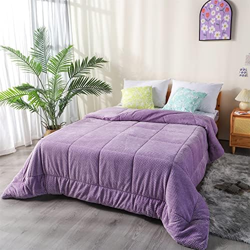  Luxurious Flannel Fleece Comforter With Plush Sherpa Back- Twin Size Bedding Coverlet-Textured Faux Fur Blanket-Machine Washable-Winter Warmth(68X90”, Rose), Twin/Twin XL