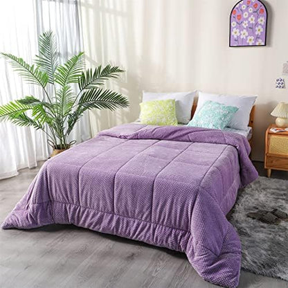  Luxurious Flannel Fleece Comforter With Plush Sherpa Back- Twin Size Bedding Coverlet-Textured Faux Fur Blanket-Machine Washable-Winter Warmth(68X90”, Rose), Twin/Twin XL
