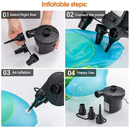  Electric Air Pump For Inflatables - Air Mattress Pump For Bed - Portable Quick Fill Inflator Deflator For Inflatable Airbed,Blow Up Pool, Raft, Boat, Floats, Toy, Swimming Rings (AC 110 Volt 130W )