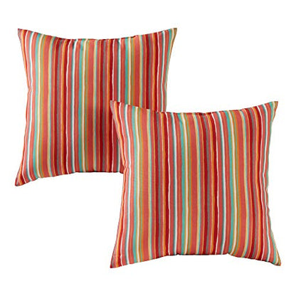  Greendale Home Fashions Outdoor 17-inch Square Throw Pillow, Set Of 2, Coral Stripe 2 Count