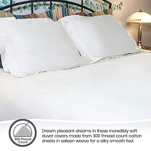  Duvet Cover - 100% Organic Cotton Duvet Cover - 300 Thread Count Sateen Weave Duvet Cover - GOTS Certified, White Color (Full Size)