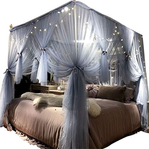  4 Corners Post Canopy Bed Curtain For Girls & Adults - Royal Luxurious Cozy Drapes - Cute Princess Bedroom Decoration Accessories (White, 59" W X 78" L, Full/Queen)