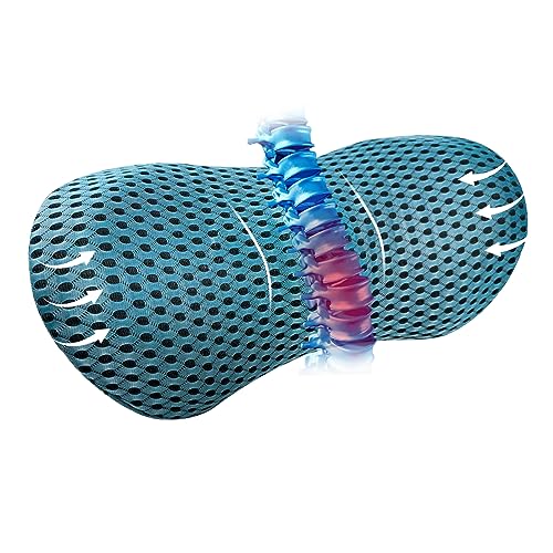  Kasney Lumbar Support Pillow Ergonomic Memory Foam Lumbar Pillow, Relieve Back Pain, CMFY Breathable & Detachable & Washable, Perfect Back Pillow For Office Chairs, Car Seats, Beds (Blue)