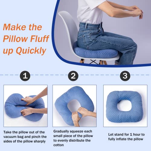  Wuronsa Donut Pillow For Tailbone Pain Relief Seat Cushion, Orthopedic Hemorrhoid Pillow, Postpartum Pregnancy Pressure Ulcer Pillow, Sitting Pressure Relief, For Home, Office, And Car (Blue)