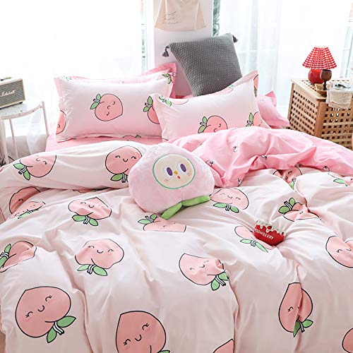  Ultra Soft Duvet Cover Set, 3 Pieces Set (1 Comforter Cover And 2 Pillow Shams) With Zipper Closure, Printed Peach, Queen Size
