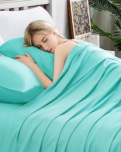  LBRO2M 100% Cotton 1200 Thread Count Sheets Set King Size,Bed Sheet 4 Piece Sets,16 Inches Deep Pocket,All Season,Bedding Super Soft Comforterble,White