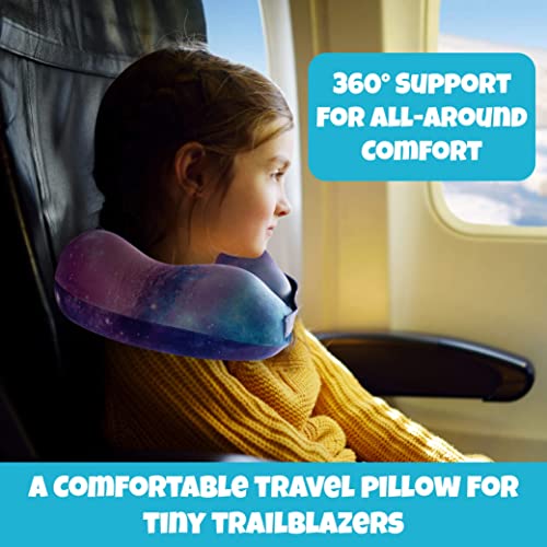  Byron's Games Kids Memory Foam Neck Pillow With Adjustable Strap Offering 360° Support. Add Comfort To Airplane Or Car Journeys With The Toddler Travel Pillow. Machine Washable Cover (Galaxy)