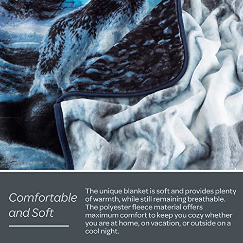  Avy Fleece Howling Wolf Pattern-Plush Thick 8 Pound Faux Mink Soft Blanket For Couch Sofa Bed (74” X 91”), Multicolor
