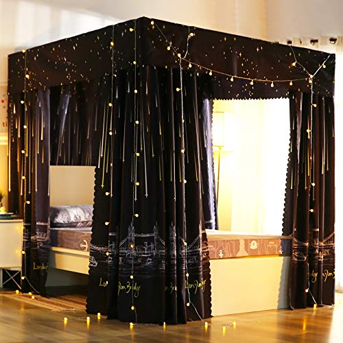  JOYLIFE Princess Four Corner Post Bed Curtain Canopy Mosquito Net For Girls Adults Kids (Black, King)
