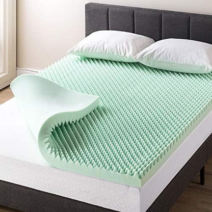  Best Price Mattress 2 Inch Egg Crate Memory Foam Mattress Topper With Calming Aloe Infusion, CertiPUR-US Certified, Twin Green