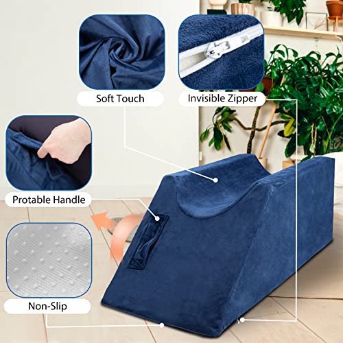 Airensky 3-Height Adjustable Leg Elevation Pillow For After Surgery, Memory Foam Wedge Pillow With Handles For Blood Circulation, Leg Swelling Relief And Knee Surgery Recovery, Washable Velvet Cover