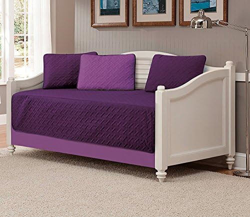  Linen Plus 5pc Daybed Cover Solid Embossed Bedspread New (Charcoal/Silver)