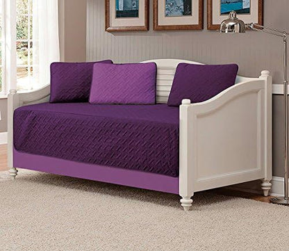  Linen Plus 5pc Daybed Cover Solid Embossed Bedspread New (Charcoal/Silver)