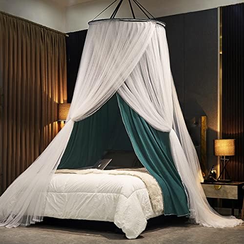  Luxurious Bed Canopy For Girls & Adults, Large Elegant Double Layer Bed Curtain Canopy Drapes, Round Dome Lace Princess Canopies Netting (Pink)