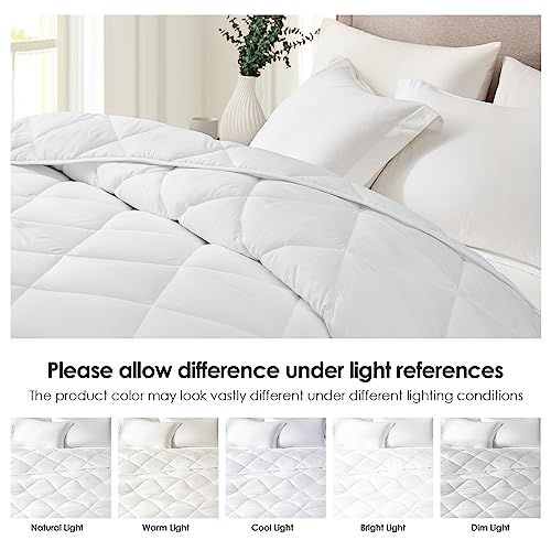 Homelike Moment Queen Comforter White Lightweight Duvet Insert - Down Alternative Comforters Queen Size, All Season Full Bed Duvet Inserts With Corner Tabs White