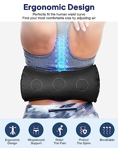  BLABOK Reduce Lower Back Pain While Traveling Get Lumbar Support Pillow For Airplane With Inflatable Lumbar Pillow (Black-C1)