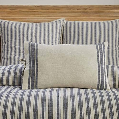  Market Place Blue Grain Sack Stripe Queen Duvet Cover
