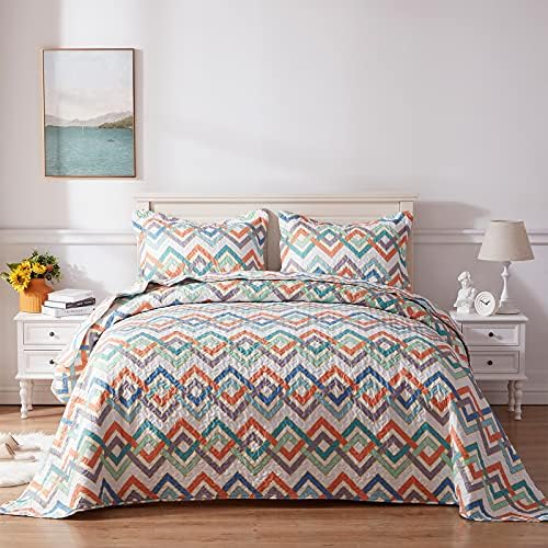  Quilt Set Twin Size, Lightweight Microfiber Soft Coverlet Reversible Quilted Pattern Summer Quilt Bedspreads Comforter Set For All Season, 2 Piece Includes 1 Quilt + 1 Sham