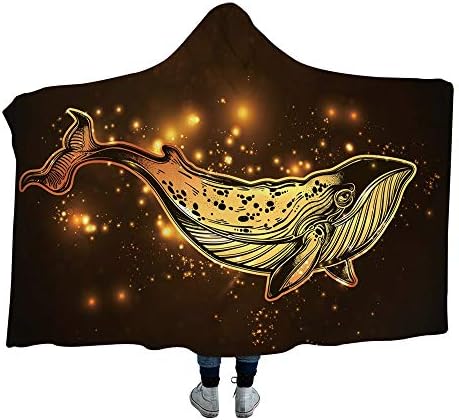  Sea Turtle Hooded Blanket Gold Bright Turtle Sherpa Blanket Hooded Turtle Throw Teen Adult Hooded Blanket (60"x 80")