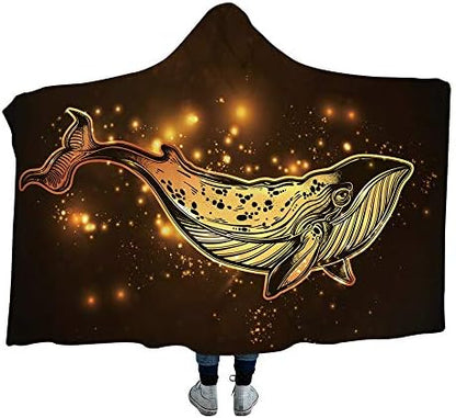  Sea Turtle Hooded Blanket Gold Bright Turtle Sherpa Blanket Hooded Turtle Throw Teen Adult Hooded Blanket (60"x 80")