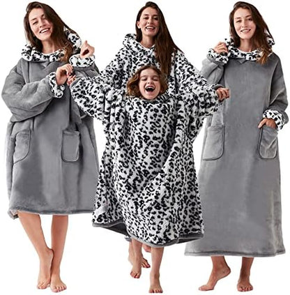  Wearable Blanket Hoodie For Adults, Hoodie Blanket With Pockets And Sleeves Sweatshirt Blanket For Men And Women - Grey Regular Standard