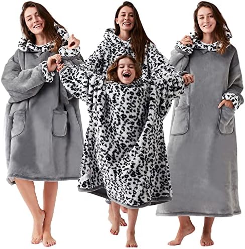  EHEYCIGA Wearable Blanket Hoodie For Kids, Hoodie Blanket With Pockets And Sleeves Sweatshirt Blanket For Teens - Navy Kids