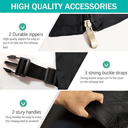  Folding Bed Storage Cover,Universal Waterproof Rollaway Bed Cover 39" L X 15" W X 44.8" H,Fits Twin Size 38-Inch Beds,600D Oxford Dustproof Protective Rollaway Bed Protector,Black.