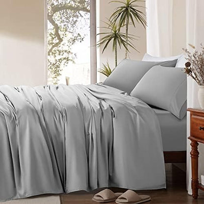  SONORO KATE Cotton King Size Sheets - 1000 Thread Count, Luxury 100% Egyptian Cotton Sheets Set, Cooling Bed Sheets, Deep Pocket Up To 16" - 4 Piece (White, King)
