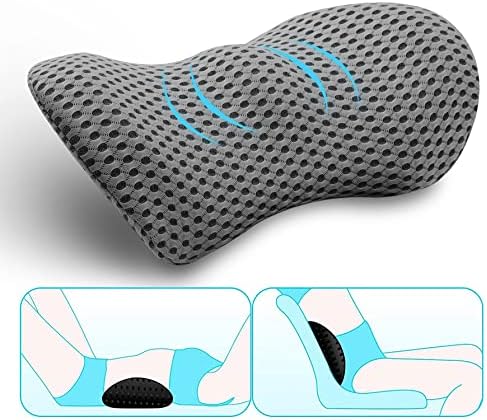  MIKIROY Lumbar Support Pillow For Office Chair And Car Seat, Memory Foam Lower Back Pillow, Neo Cushion For Low Back Pain Relief (Black, Mesh)