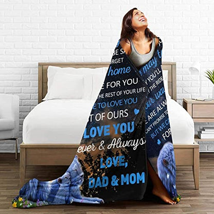  O My Son Blanket From Dad And Mom Lion Ultra Soft Flannel Throw Blankets For Couch Bedroom Sofa Warm Blanket Positive Encourage And Love Birthday Gifts 50x60 Inch