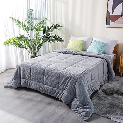  Luxurious Flannel Fleece Comforter With Plush Sherpa Back- Twin Size Bedding Coverlet-Textured Faux Fur Blanket-Machine Washable-Winter Warmth(68X90”, Rose), Twin/Twin XL