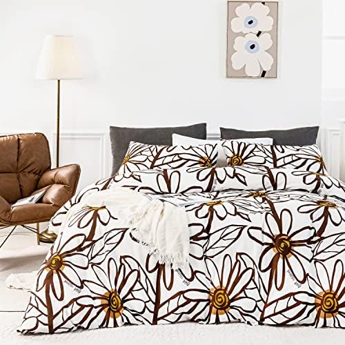  SUSYBAO Gray Botanical Duvet Cover King 100% Cotton Tropical Plant Duvet Cover 3 Pieces Set 1 Banana Leaves Patterned Duvet Cover With Zipper Ties 2 Pillowcases Luxury Soft Grey Leaf Bedding Set