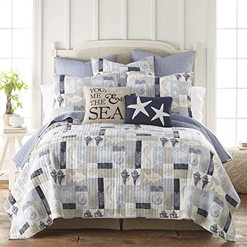  Levtex Home Cerralvo Cerralvo Quilted Euro Sham 26x26in. Set Of 2 - Coral Pattern - Shades Of Blue - Reversible