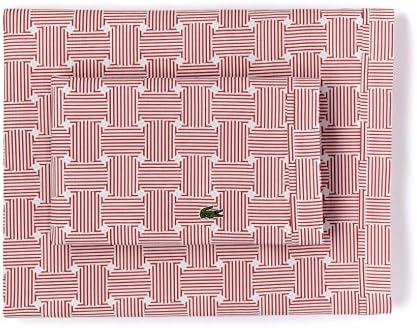  Lacoste 100% Cotton Percale Pillowcase Pair, Graphic Stripe Print, Dark Grey, Standard
