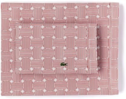  Lacoste 100% Cotton Percale Pillowcase Pair, Graphic Stripe Print, Dark Grey, Standard