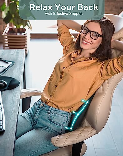  SEG Direct Lumbar Support Pillow For Car, Ergonomic Pillow Back Support For Drving Fatigue Back Pain Relief, Memory Foam With Breathable Leather Cover, For Car Seat Home Office Chair