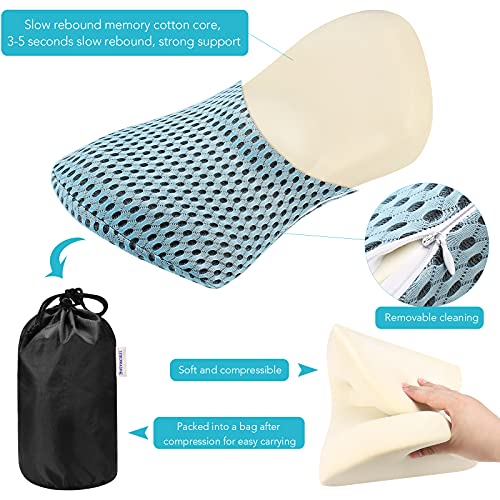  Sotvacmit Lumbar Pillow For Sleeping, Lumbar Support Pillow For Memory Foam Lumbar Pillow For Low Back Pain Relief, Back Pillow Suitable For Office Chairs, Lounge Chairs And Car Seats (Blue)