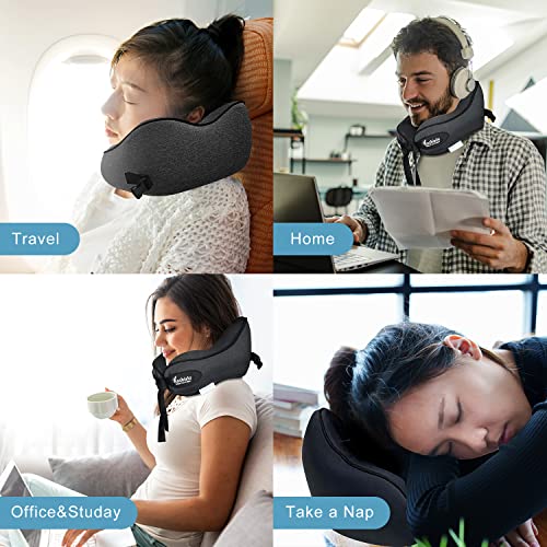  Anzhixiu Travel Pillow Heighten Humps Neck Pillow For 360 Degree Support .Release Your Neck Pain During Travel, Office And Home- Ergonomics Curve Neck Support Pillow, Black Color
