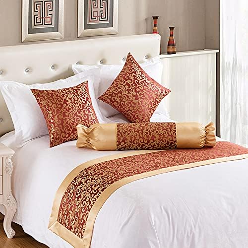  QFWMCW Modern Bed Runner Scarf Satin Jacquard Bed Runners & Scarves Hotel Decoration Bedspread With Pillow Bed Scarf For Foot Of Bed King