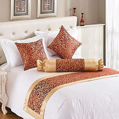  QFWMCW Modern Bed Runner Scarf Satin Jacquard Bed Runners & Scarves Hotel Decoration Bedspread With Pillow Bed Scarf For Foot Of Bed King