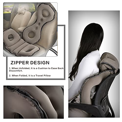  Kimiandy Inflatable Travel Pillow,Inflatable Neck Air Pillow For Sleeping To Avoid Neck And Shoulder Pain,Used For Airplanes/Cars/Buses/Trains/Office Napping (Dark Grey)
