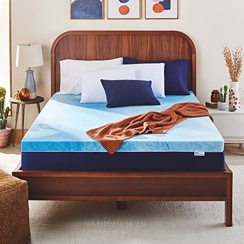  Sleep Innovations 3 Inch Cooling Gel Infused Memory Foam Mattress Topper, Queen Size, Cool Comfort, Medium Support