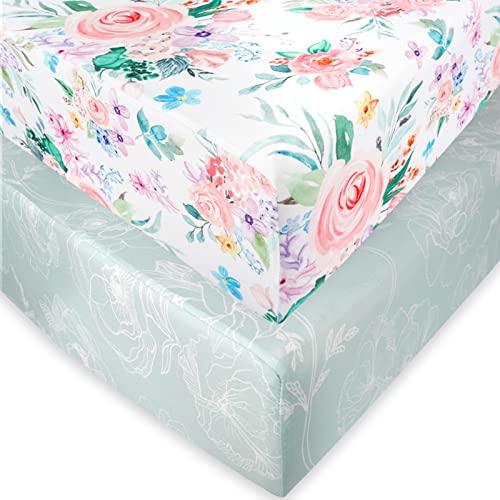  Changing Pad Cover, 2 Pack Changing Table Cover For Baby Boys Girls, Jersey Knit Soft Diaper Changing Pad Cover, Changing Table Sheets, Retro Brown Flower
