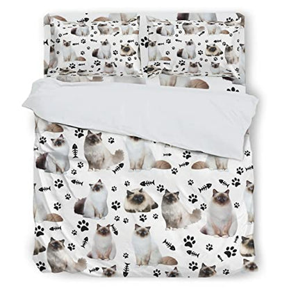  Thicken Four Piece Bed Set Himalayan Cat Microfiber Thicken Bed Sheet Set Four Piece Flat Sheet Wrinkle 4 Piece Bed Linens Comfort And Softness Including 1 Bed Sheet 1 Duvet Cover Multicolor Cal King