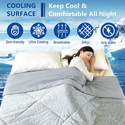  INGEROOM Cooling Comforter For Hot Sleepers Absorbs Body Heat To Keep Cool, Cold Tech Fabric,Summer Comforter Machine Washable Cooling Blanket For Hot Sleepers - King Size（Grey 90'' X 108''）
