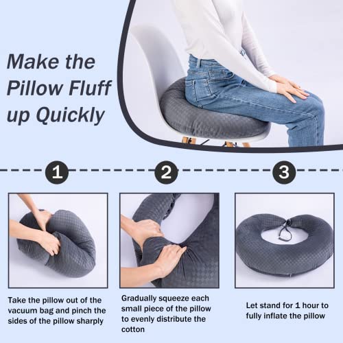  Coceyese BBL Pillow After Surgery For Butt Sleeping, Brazilian Butt Lift Pillow Post Surgery Recovery For Sitting Sleeping Driving Donut Pillow For Woman Lumbar Back Cushion Seat Foam (Dark Grey)