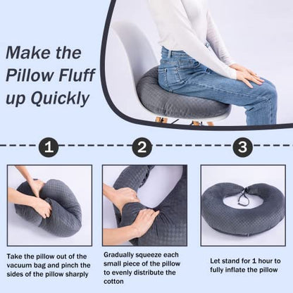  Coceyese BBL Pillow After Surgery For Butt Sleeping, Brazilian Butt Lift Pillow Post Surgery Recovery For Sitting Sleeping Driving Donut Pillow For Woman Lumbar Back Cushion Seat Foam (Dark Grey)