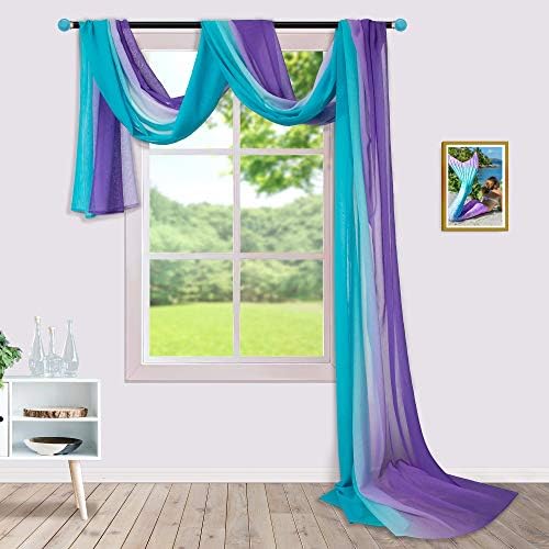  KOUFALL Christmas Sheer Curtains 144 Inches Long For Living Room Ombre Window Scarf Valances Red And Green Decor