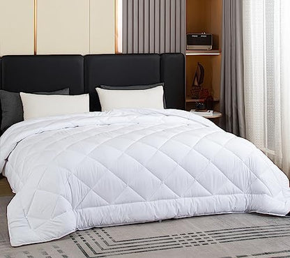  GOHOME 120x98 Oversized King Comforter All Season Extra Large King Size Microfiber Comforter Quilted Down Alternative Duvet Insert With 8 Corner Tabs
